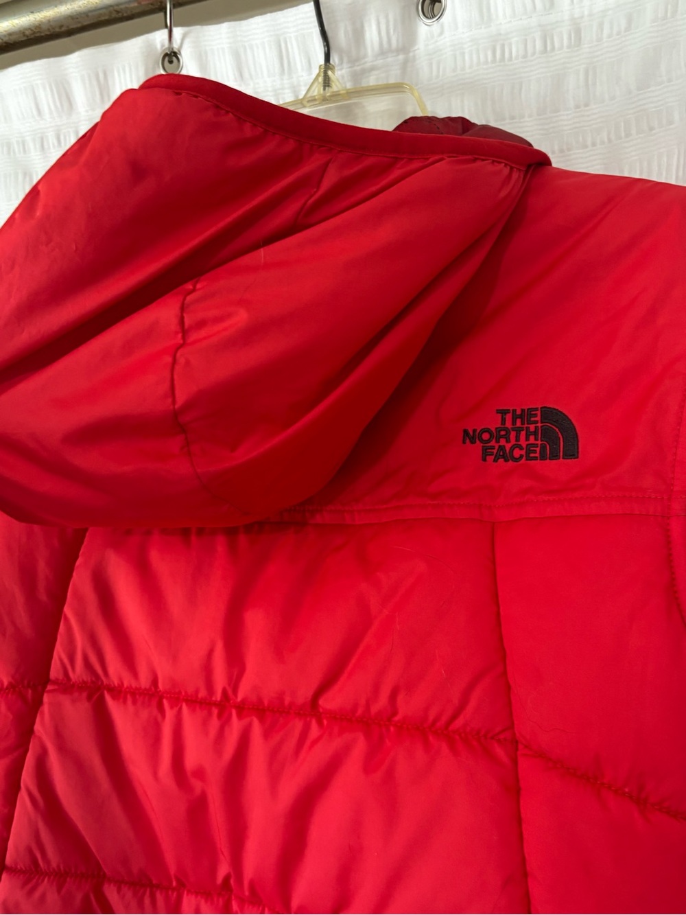 North Face Reversible Jacket Hooded Red on Red Sz Small - Picture 14 of 14